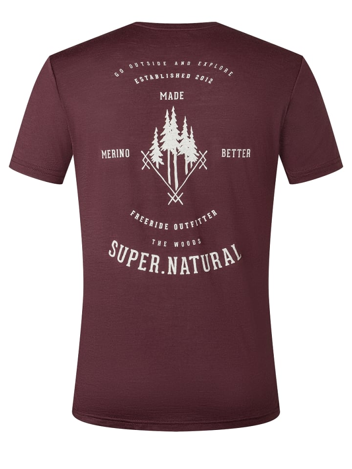 super.natural Merino T-Shirt M FREERIDE TEE in weinrot günstig kaufen S