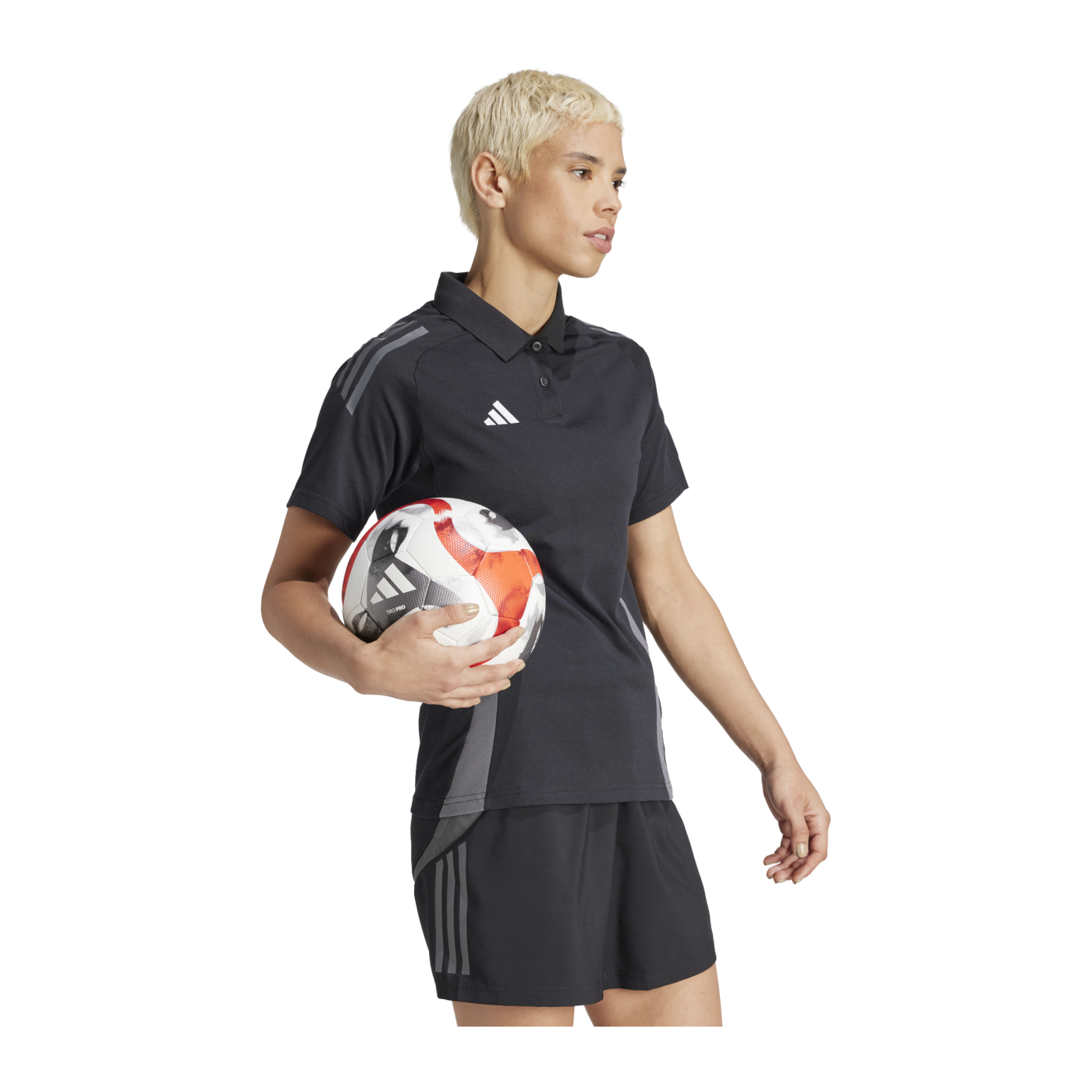 adidas Tiro 24 C Poloshirt Damen Schwarz Grau