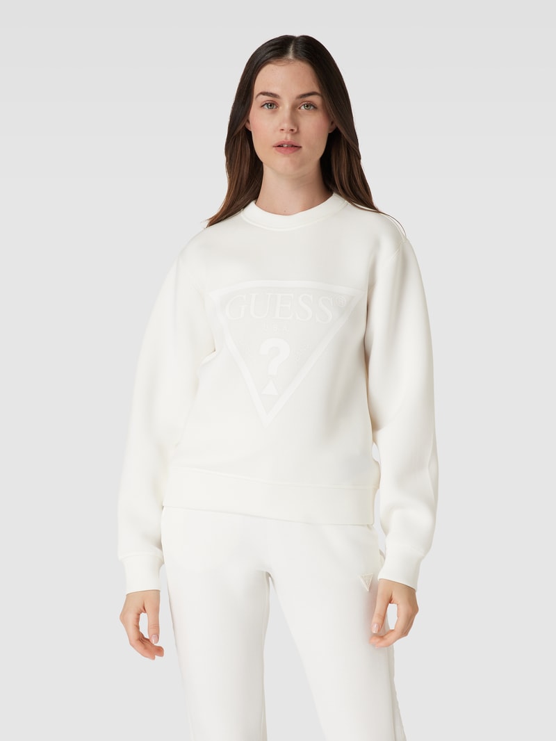 Sweatshirt mit Label-Print Modell 'ELLY' in ecru
