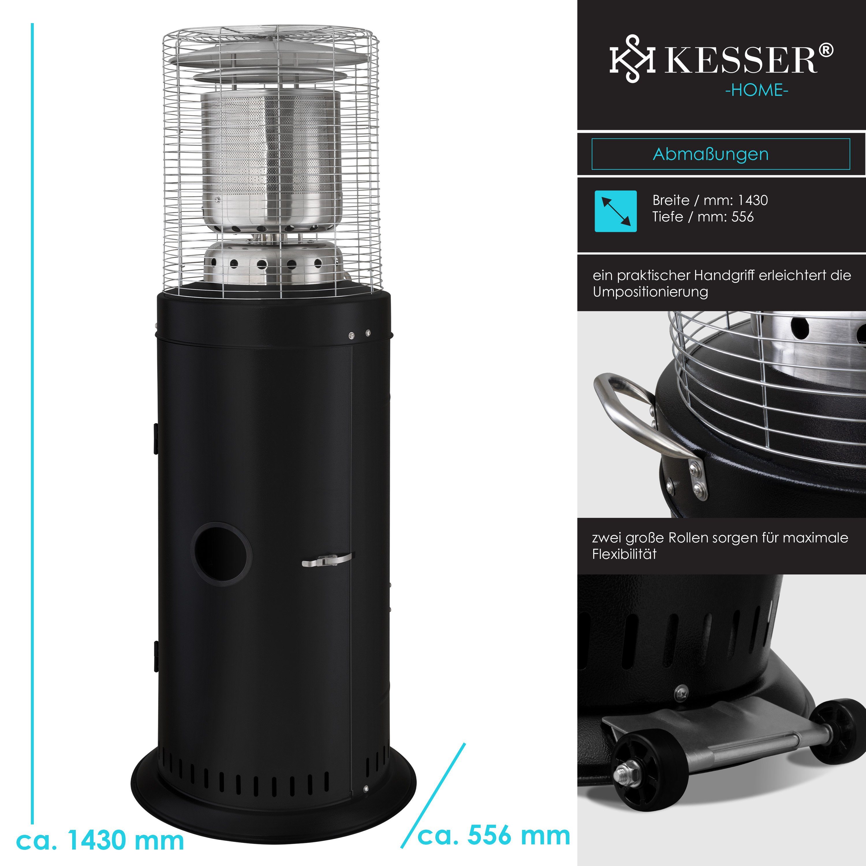 KESSER Heizstrahler, 10000 W, Gas KE12 Heizpilz Heizer für Terrasse Terrassenheizer Gasheizstrahler