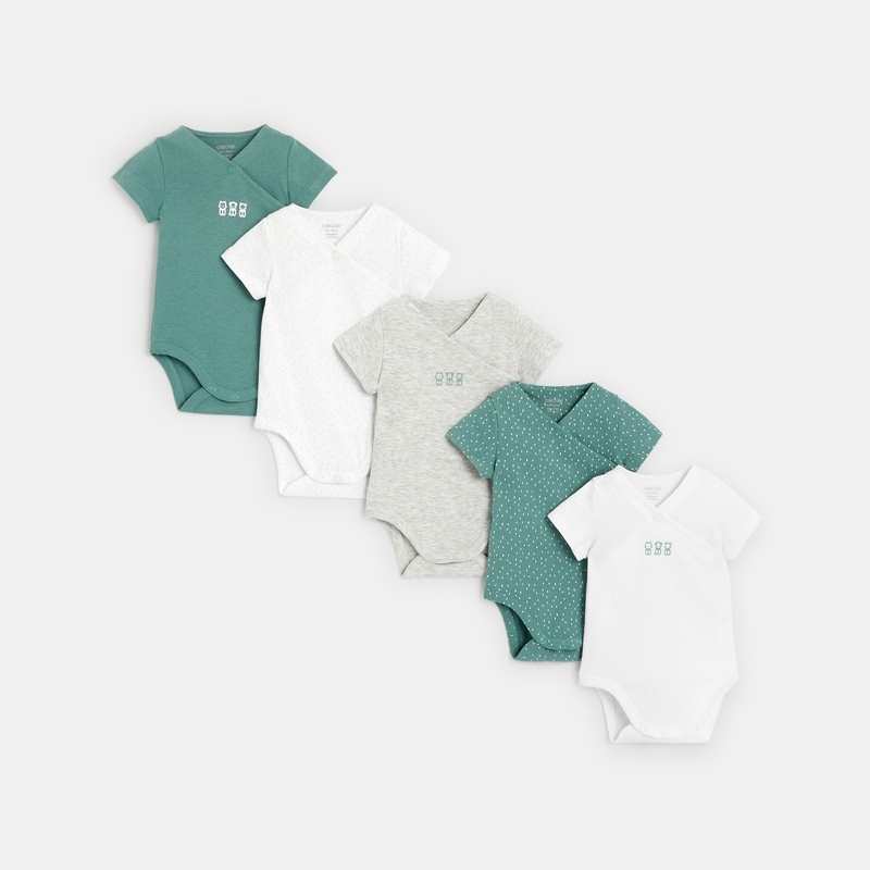 Body croisé (lot de 5) vert naissance