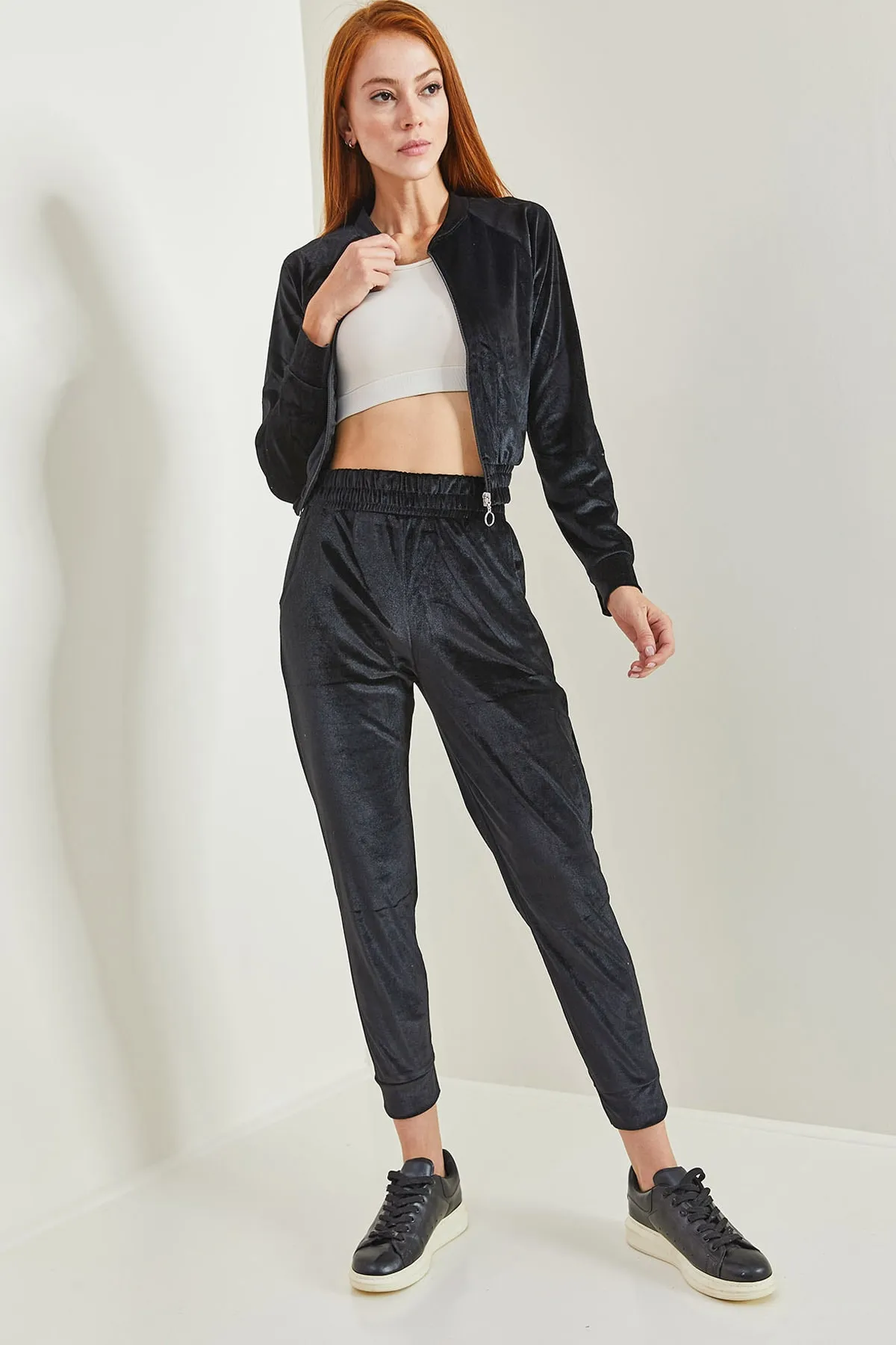 Bianco Lucci  Damen-Samtunterteil-Top-Set 6090