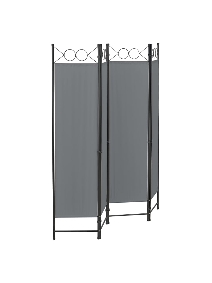 en.casa Raumteiler Saragossa 4-teilig in Grau (H)171cm (B)160cm günstig kaufen onesize