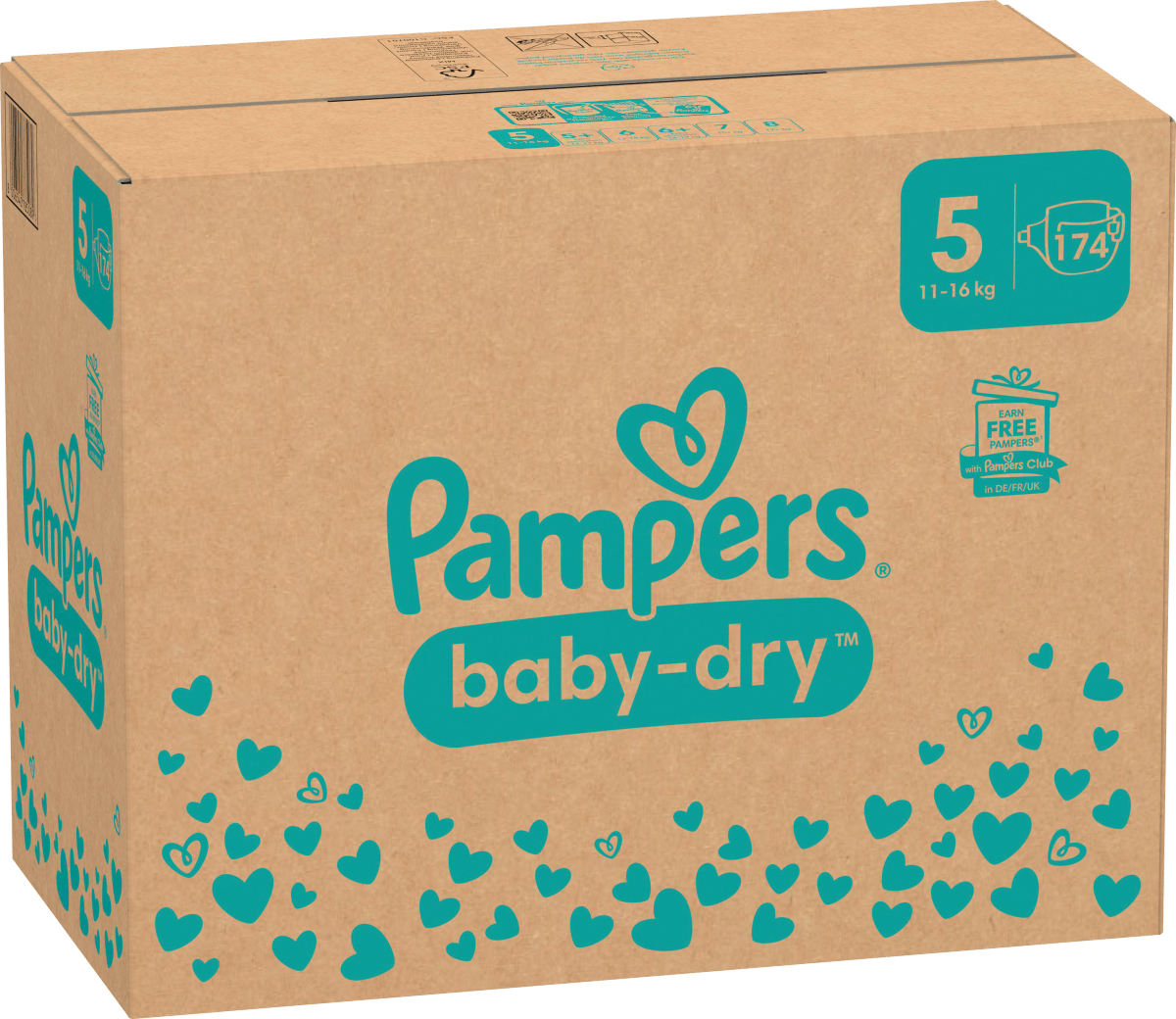 Windeln Baby Dry Gr.5 Junior (11-16k g), Monatsbox, 174 St