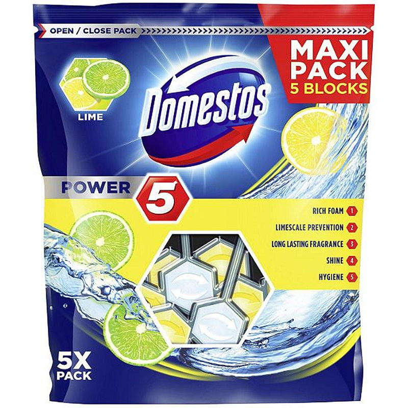 Domestos WC rens blokk 5-pk Lime Domestos