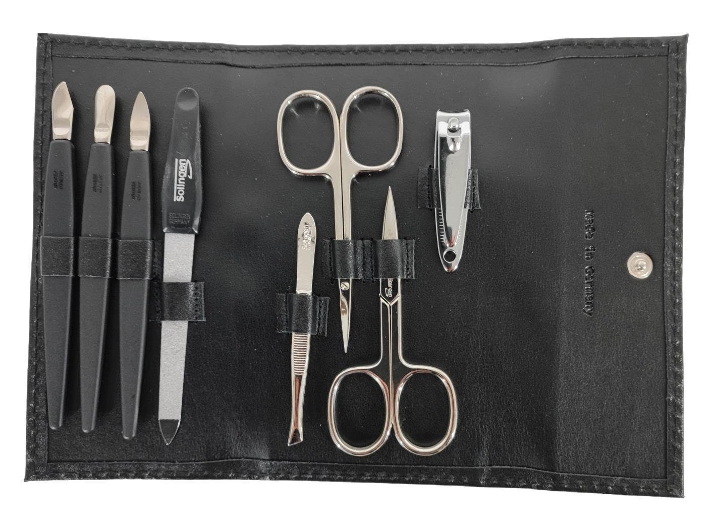 EloModa Maniküre-Etui Lederetui Nagelpflege Set Maniküre Etui 8-tlg Mit Nagelschere Solingen, 8 tlg.