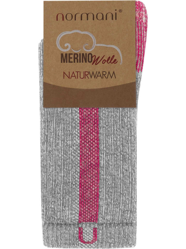 normani 2 Paar Merino Wander- und Arbeitssocken Nowra in Grau/Pink günstig kaufen