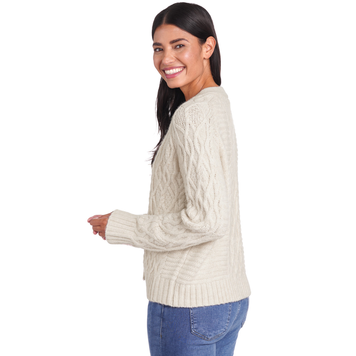 Damen Strickjacke mit Zopfmuster