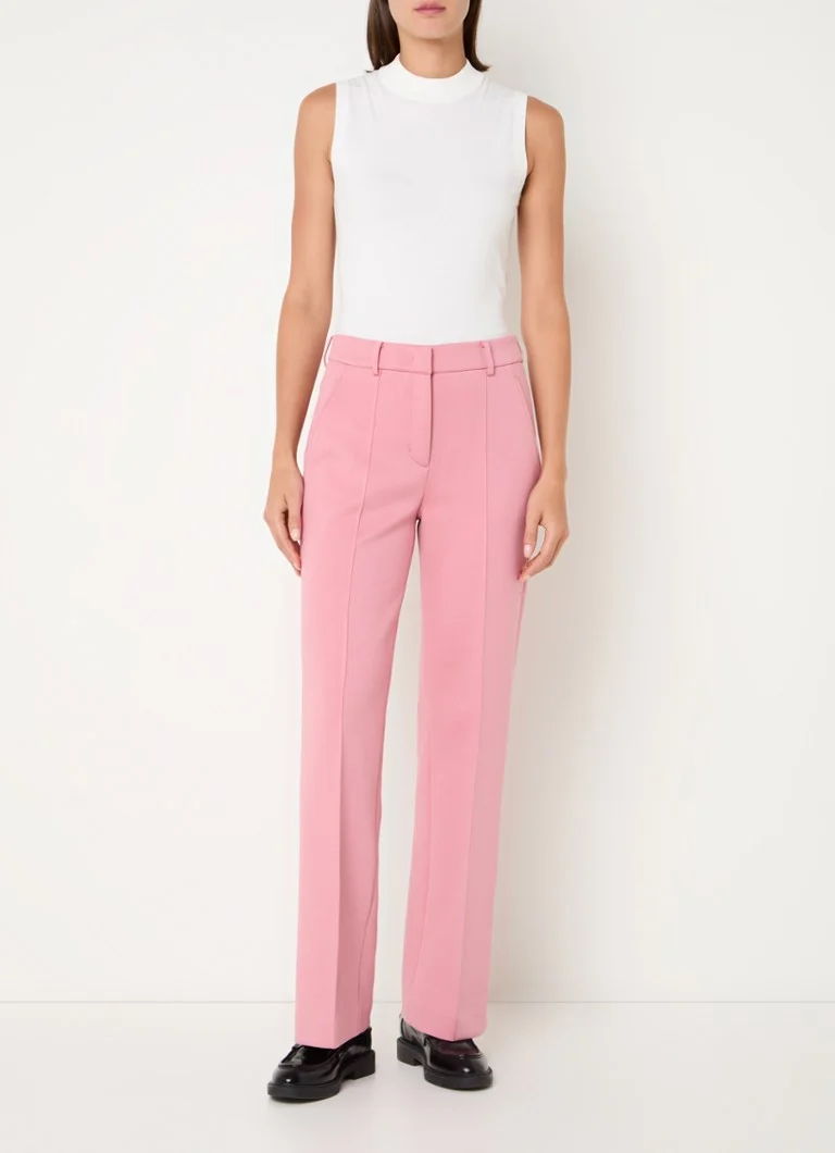 Beaumont Yuka high waist straight fit trousers with pressed pleat