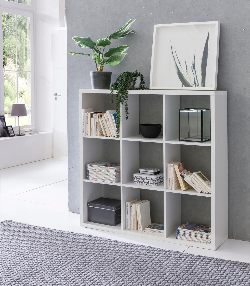 Wohnling Würfelregal EDDIE 112x29x112 cm 9 Fächer Weiß