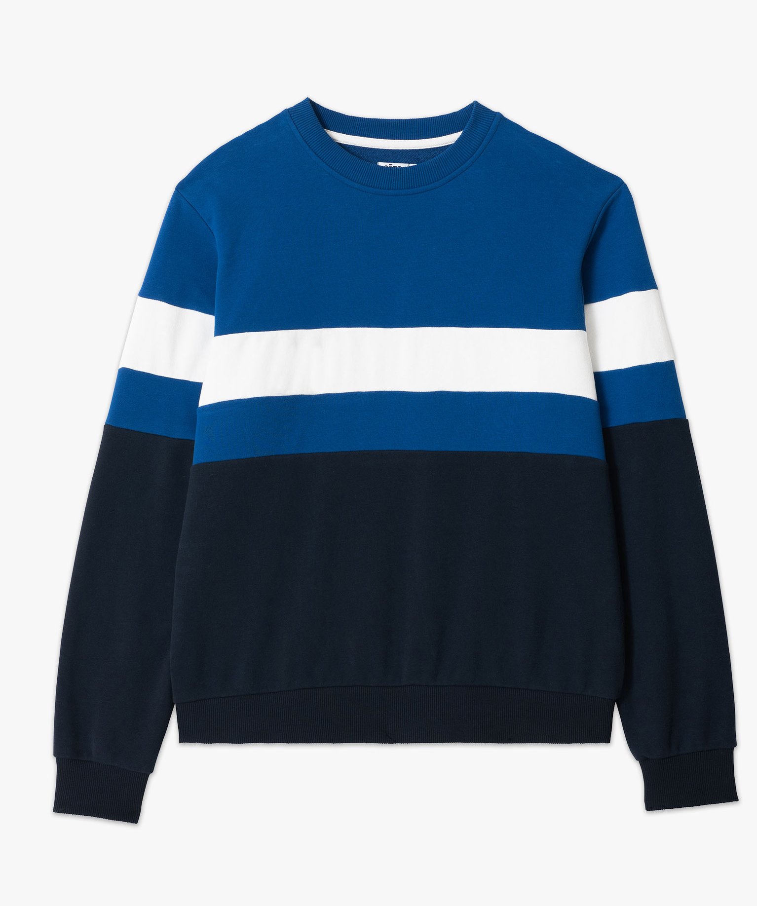 Sweat en maille bouclette tricolore homme bleu fonce | GEMO