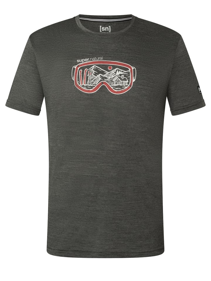 super.natural Merino T-Shirt M GOGGLE TEE in dunkelgrau günstig kaufen S