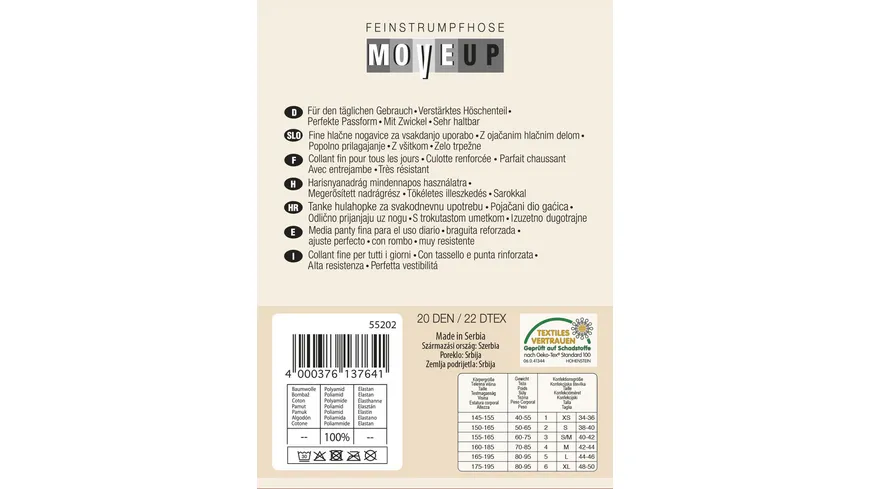 MOVE UP Damen Feinstrumpfhose City Line 20 DEN champagner