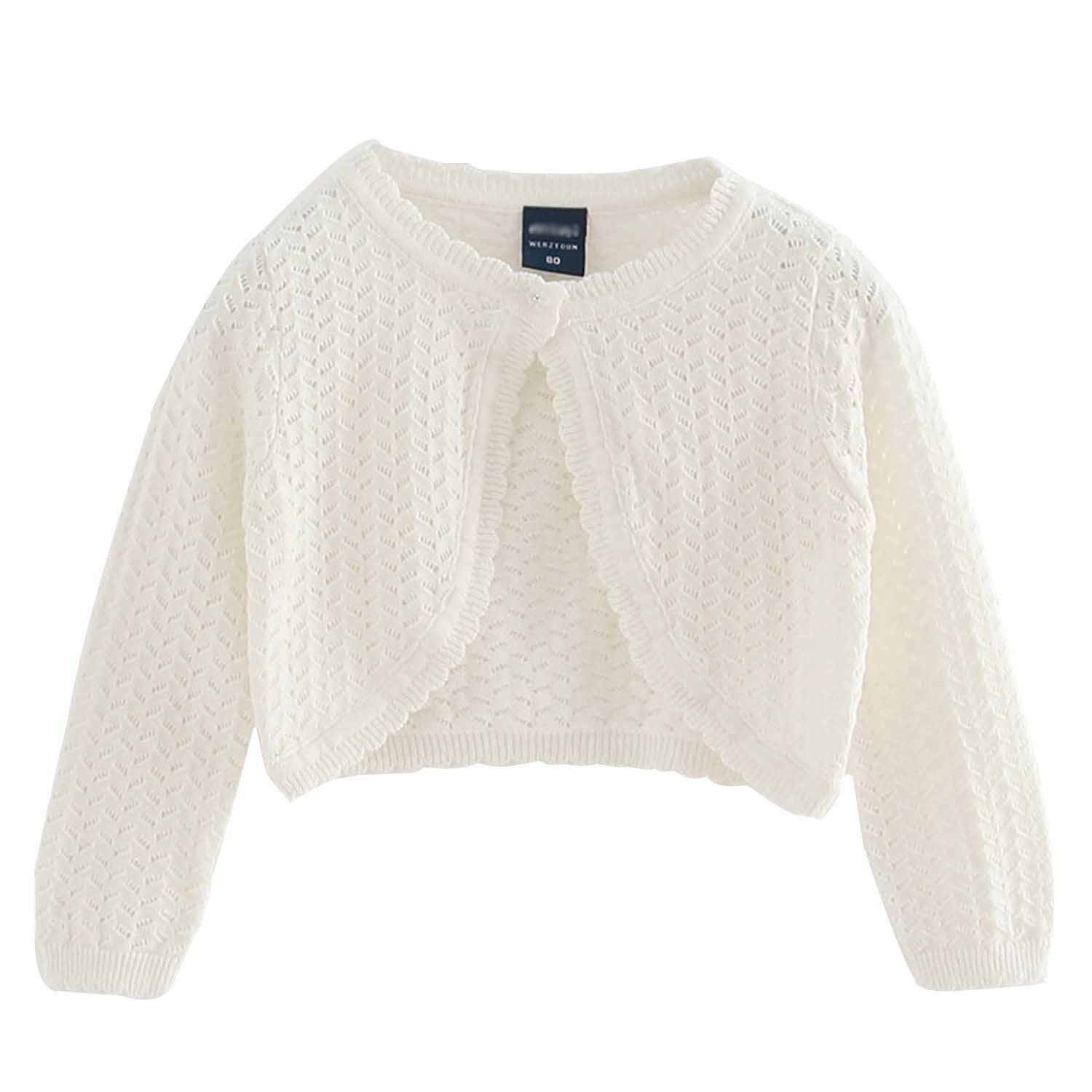 TOPMELON Bolero Strickbolero Shrug Kinder Strickjacke Vorne offen gehäkelt