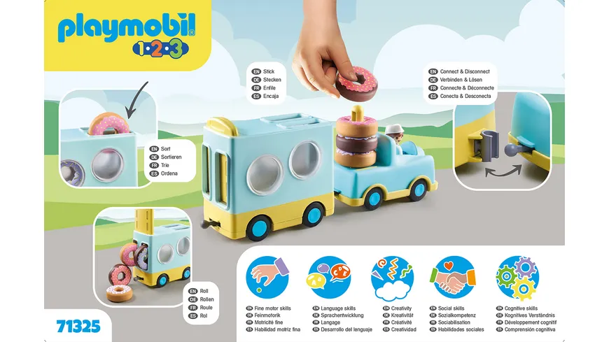 PLAYMOBIL 71325 1.2.3 Verrückter Donut Truck mit Stapel- und Sortierfunktion