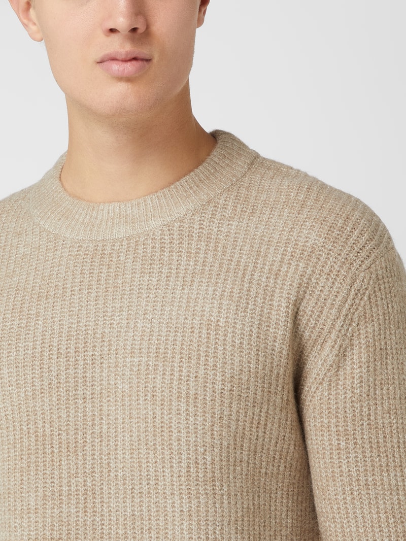 Pullover mit Woll-Anteil Modell 'Unid' in sand