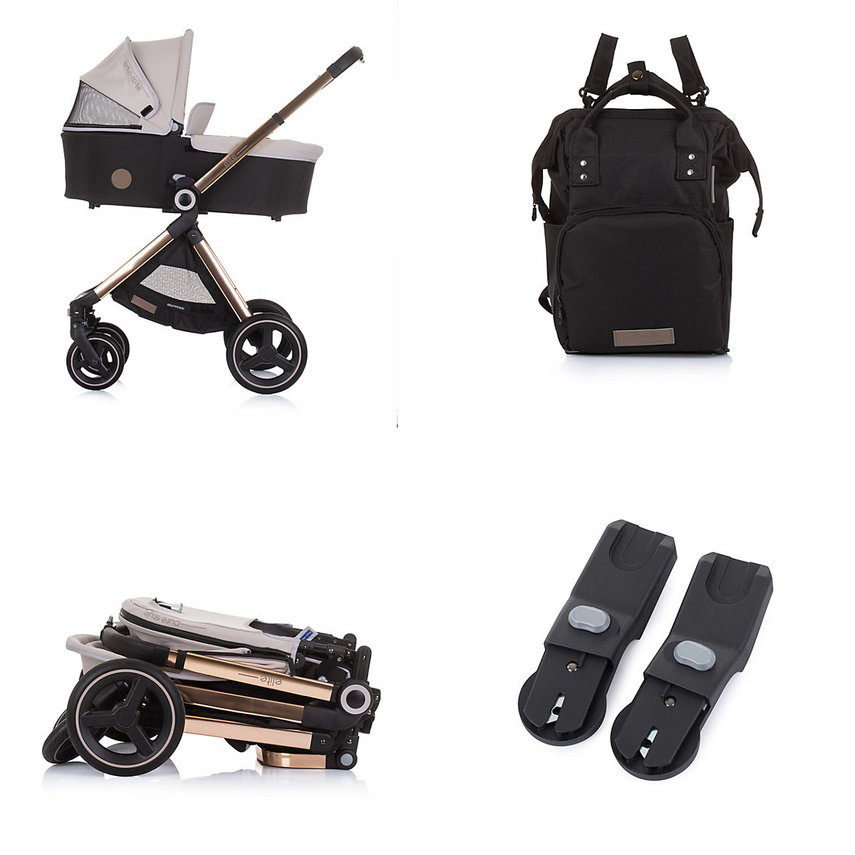 Kinderwagen Elite 3 in 1, Autositz, Babywanne Kombikinderwagen