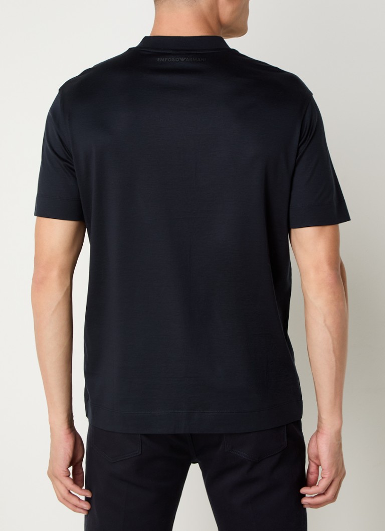 Tricou Emporio Armani din amestec de lyocell cu broderie