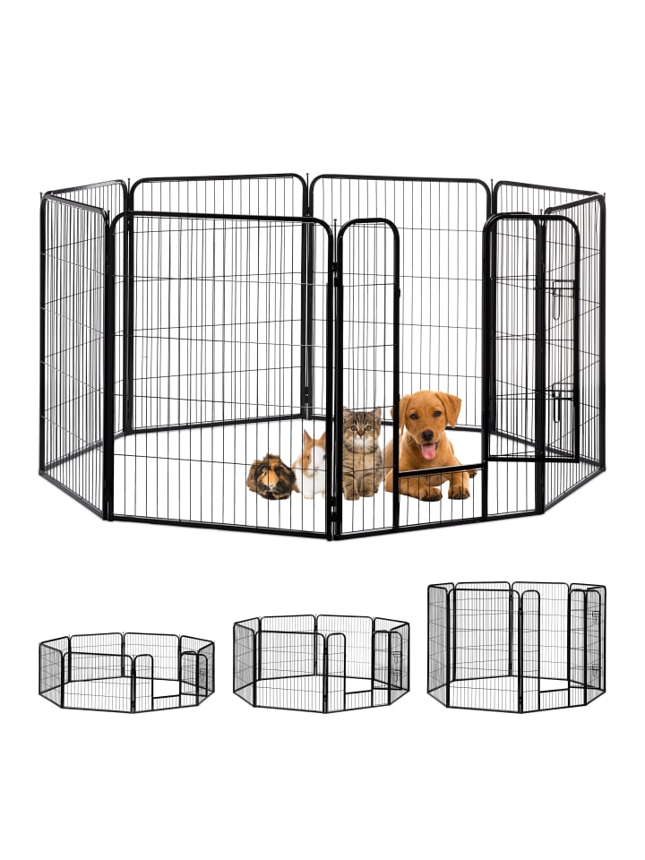 relaxdays Welpenauslauf in Schwarz - (B)76,5 x (H)100 x (T)235 cm günstig kaufen onesize