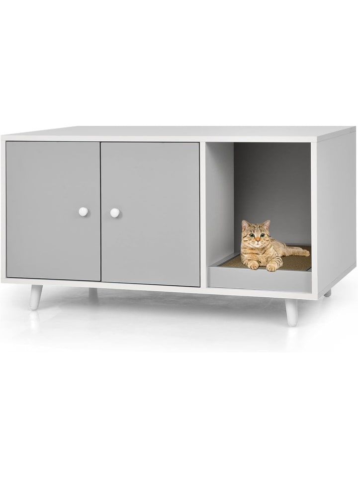 COSTWAY Katzenschrank mit Kratzbrett in Grau günstig kaufen 50 cm
