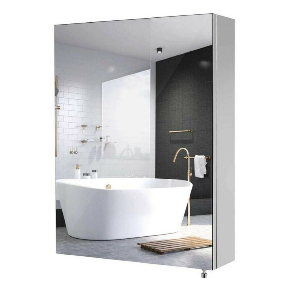 Homfa Badezimmerspiegelschrank HST-020 45*60*13cm, 3 Fächer, vormontiert