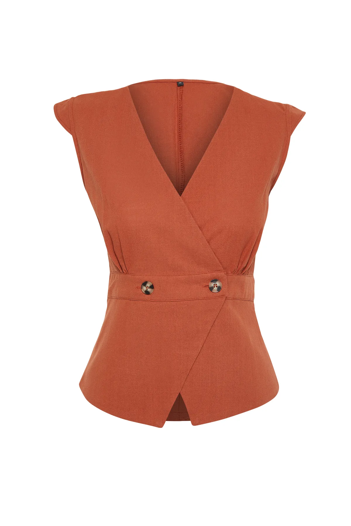 Trendyol Collection  Zweireihige Bluse mit geflochtenen Knochenknöpfen und Details in Kacheloptik TWOSS20BZ0707