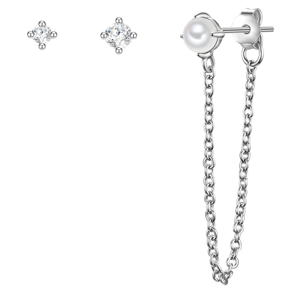 Glanzstücke München Puces d'oreilles en argent Argent sterling Oxyde de zirconium (CZ) Perle de cultu Boucles d'oreilles