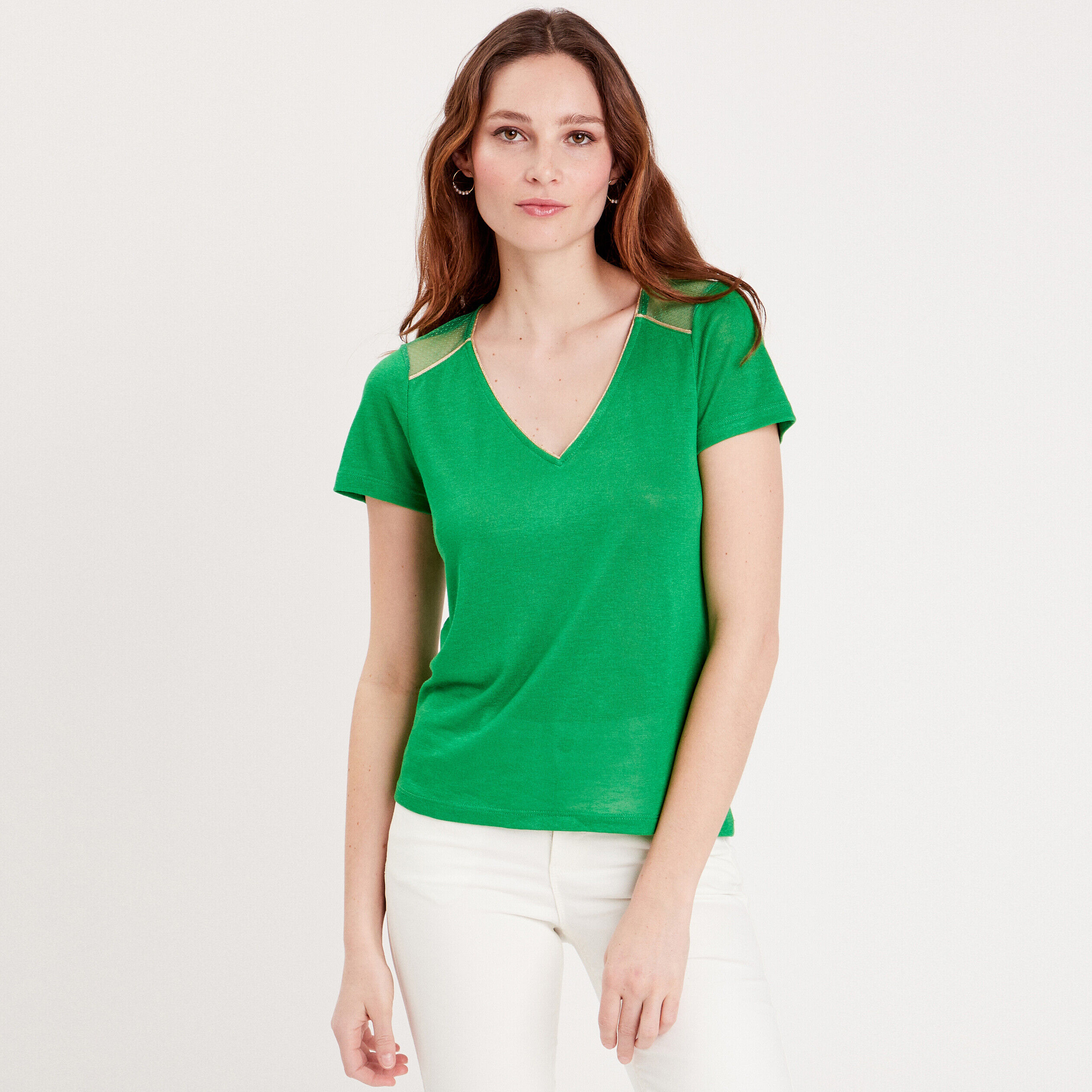 T-shirt manches courtes vert femme | Cache Cache