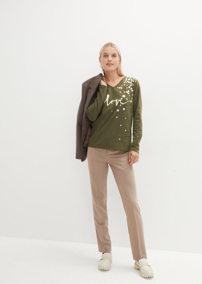 Langarmshirt mit Metallic-Print