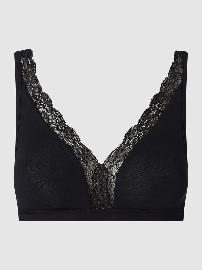 Bralette mit Stretch-Anteil Modell 'Cotton Lace' in schwarz