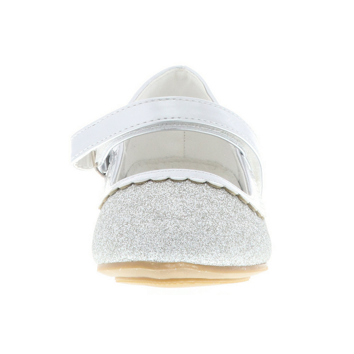 Kinder Mädchen Ballerinas Glitzer Blockabsatz silber