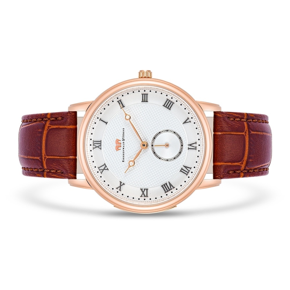 Rhodenwald & Söhne Montre à quartz Moonlight en Or rose Cuir véritable en Marron Montre
