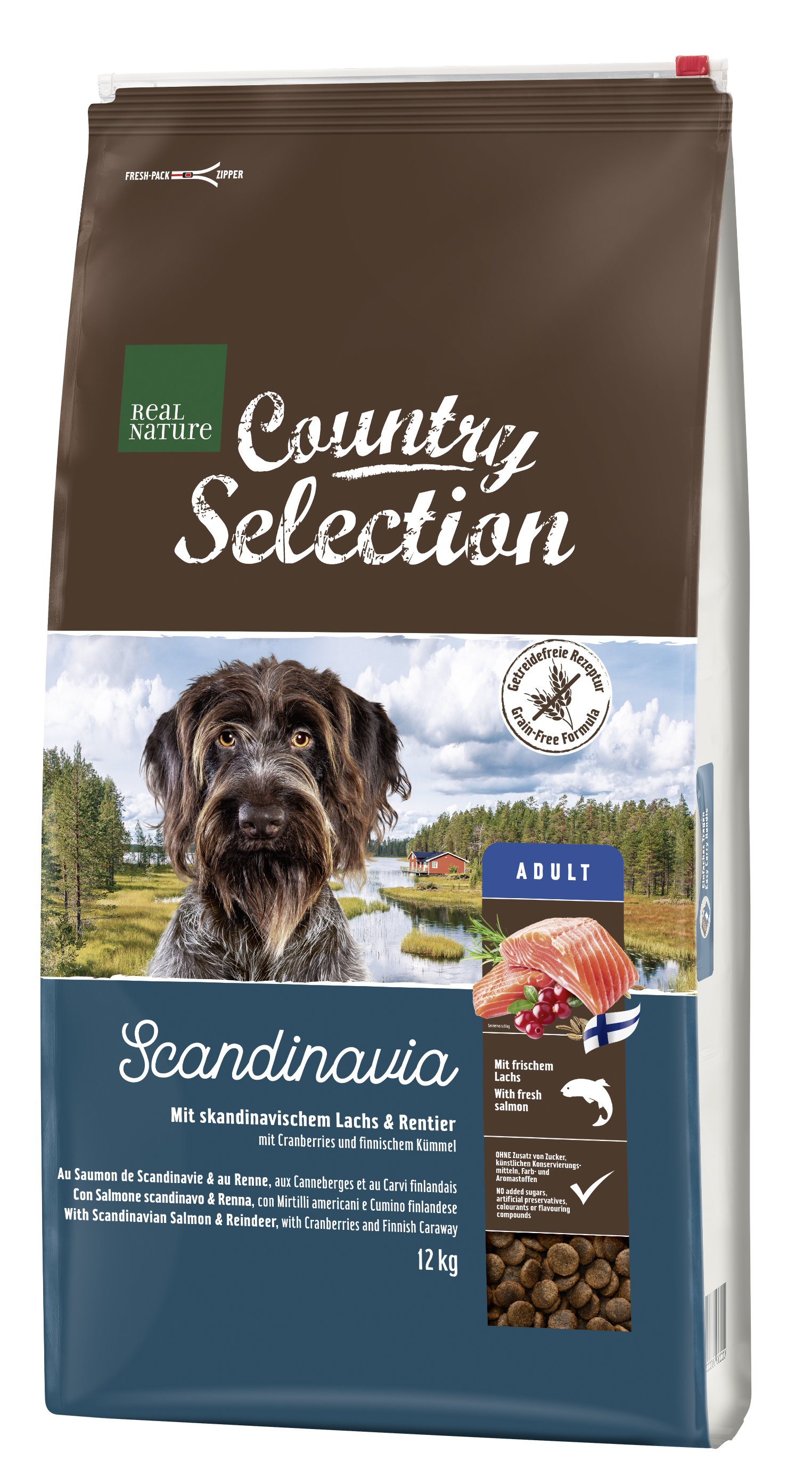 REAL NATURE Hundetrockenfutter REAL NATURE Country Scandinavia Lachs & Rentier 12 kg