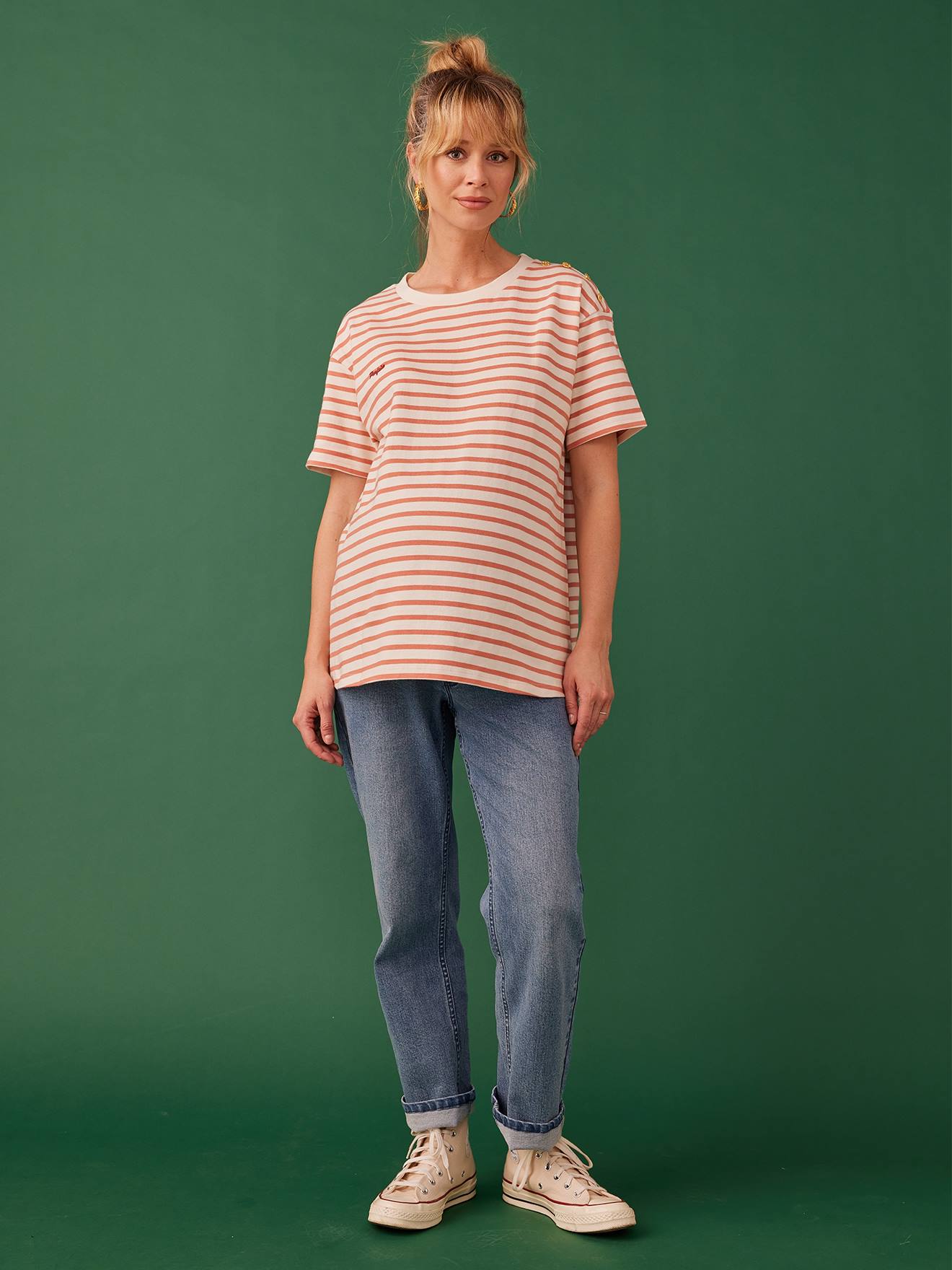 Envie de Fraise Umstandsshirt mit Schriftzug ENVIE DE FRAISE, Bio-Baumwolle - pfirsich
