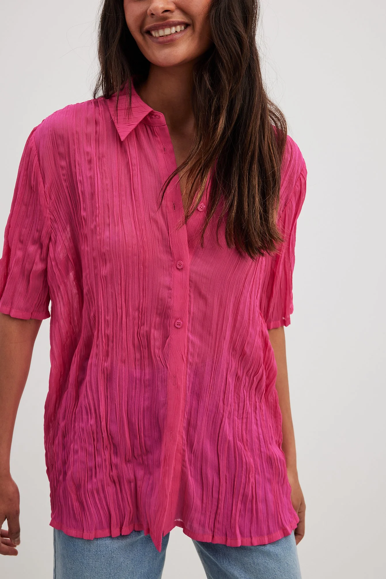 Strukturiertes Oversize-Shirt mit kurzen Ärmeln