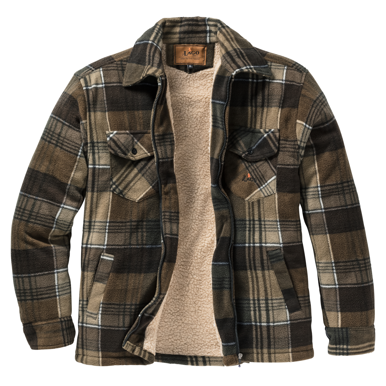 il Lago Basic Herren Fleecejacke Holzfäller