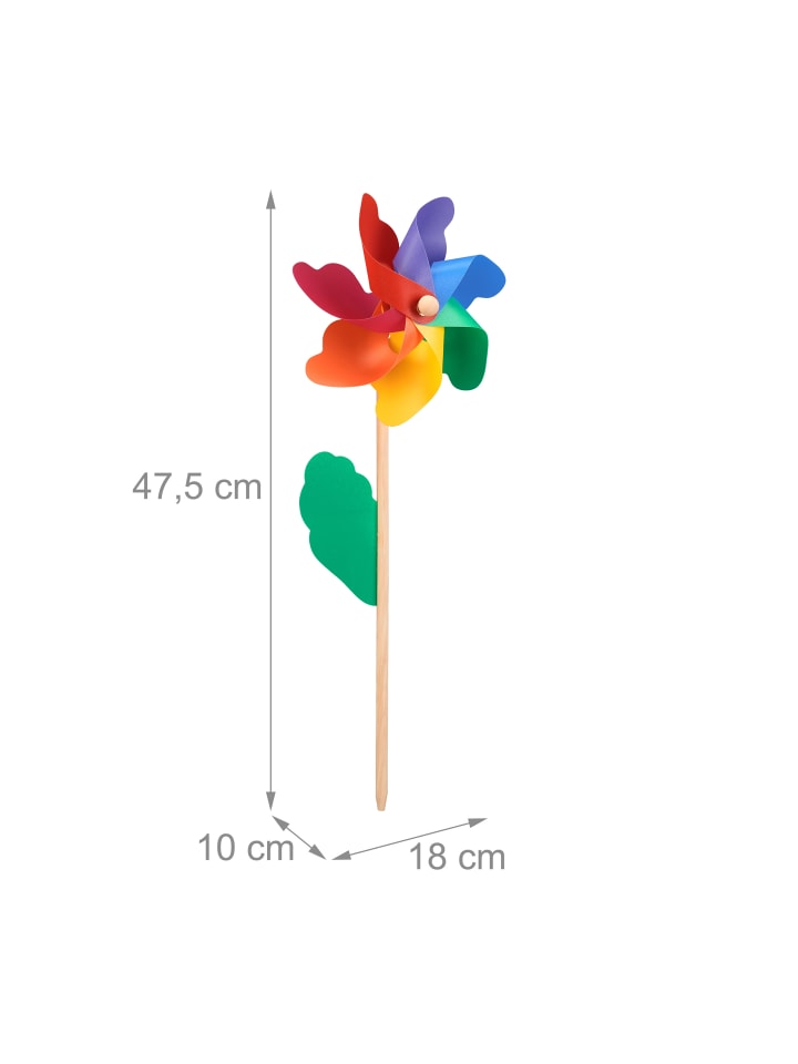 relaxdays 2x Windrad in Bunt - (B)18 x (H)47,5 x (T)8,5 cm günstig kaufen onesize