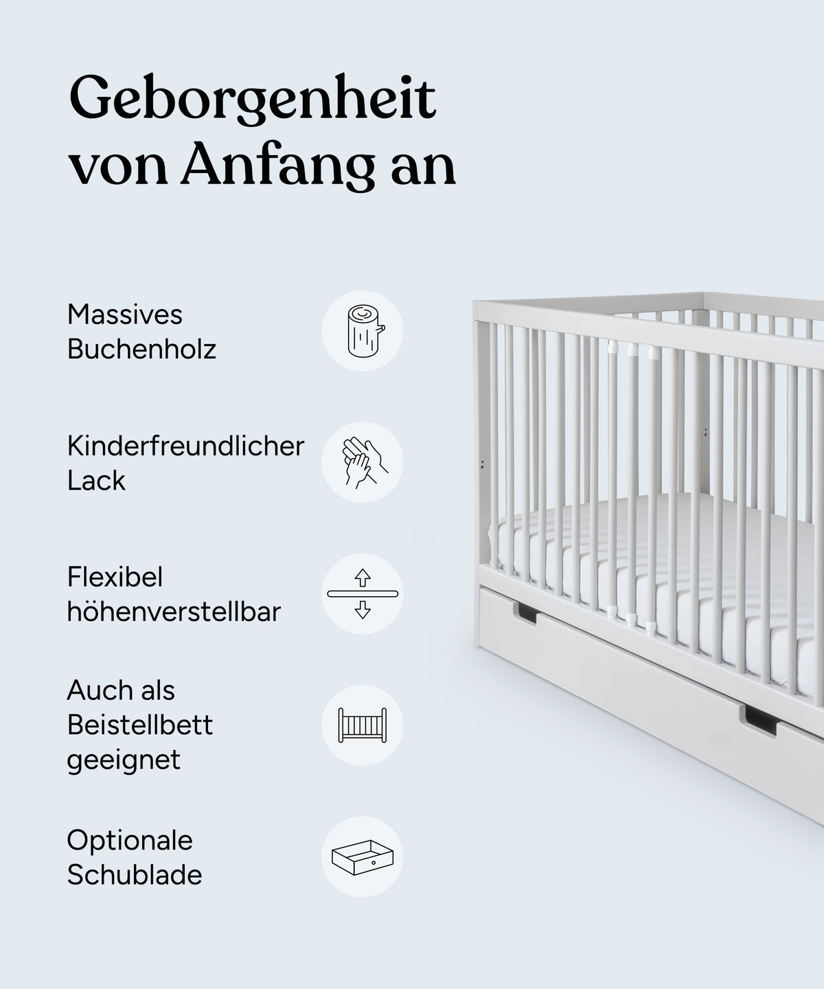 Babybett Pur Hellgrau