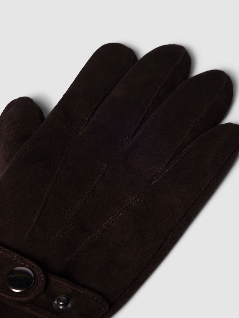 Handschuhe aus Schafsleder Modell 'NUBUK RIEGEL' in dunkelbraun