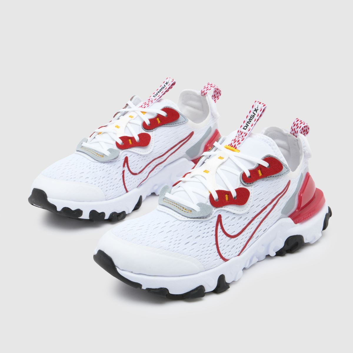 Nike vita och röda React Vision-skor för pojkar och ungdom