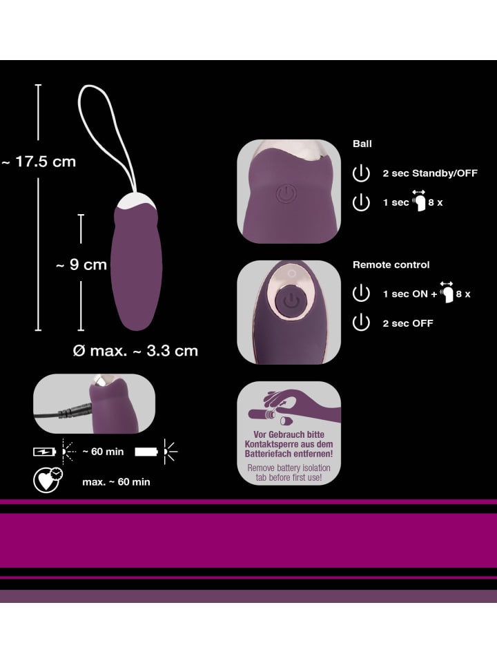 Javida Vibroei RC Knocking Love Ball in lila günstig kaufen 17,5 cm