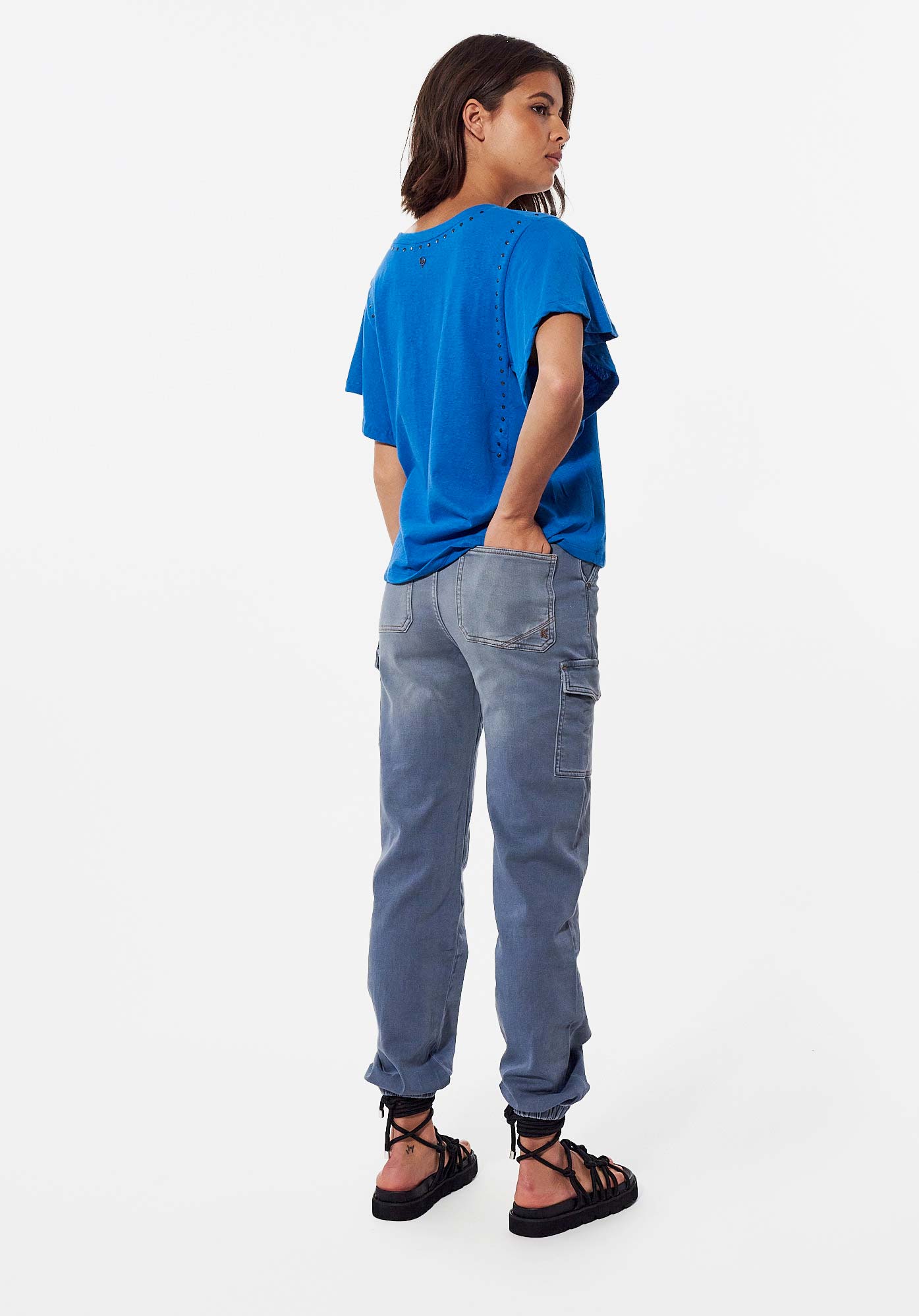 KARVI  T-shirt bleu loose Femme