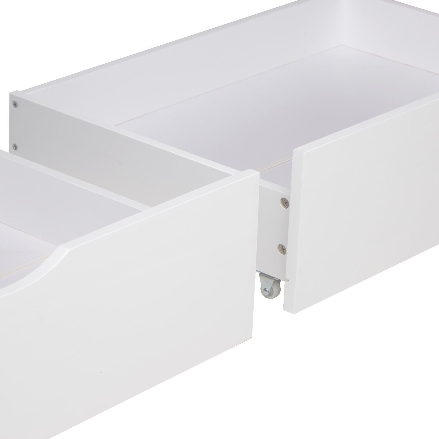 Homestyle4u Bettschubkasten Bettkasten Set 2 Schubladen Holz Aufbewahrung Weiß