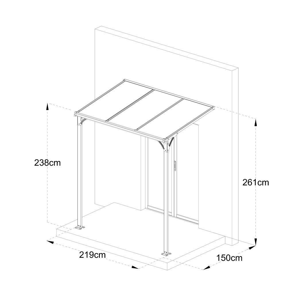 HOME DELUXE Vordach CUBIS - aus Aluminium (Komplettset), Überdachung für den Eingangsbereich, Haustür