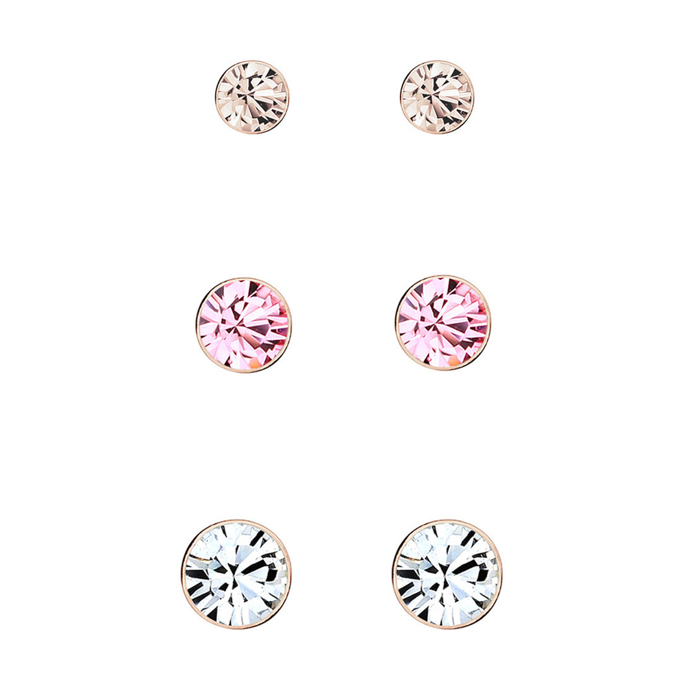 Elli Elli Boucles d'Oreilles Clous d'oreilles pour Femmes Basique Set de 3 avec crista Boucles d'oreilles