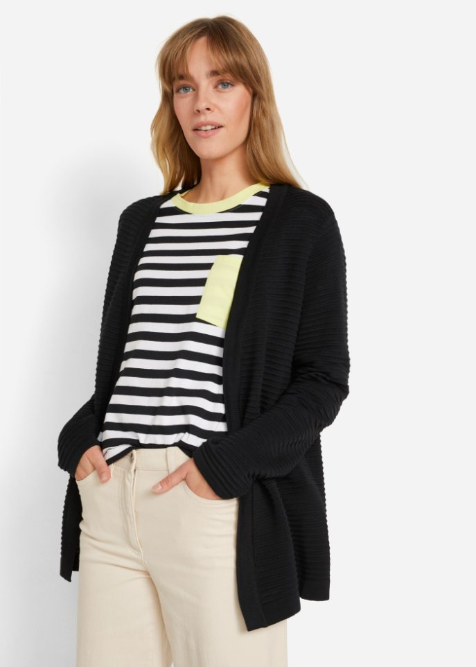 Gerippte Strickjacke