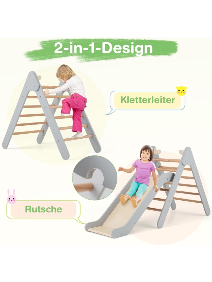 COSTWAY Kletterdreieck mit Rutsche in Grau günstig kaufen onesize