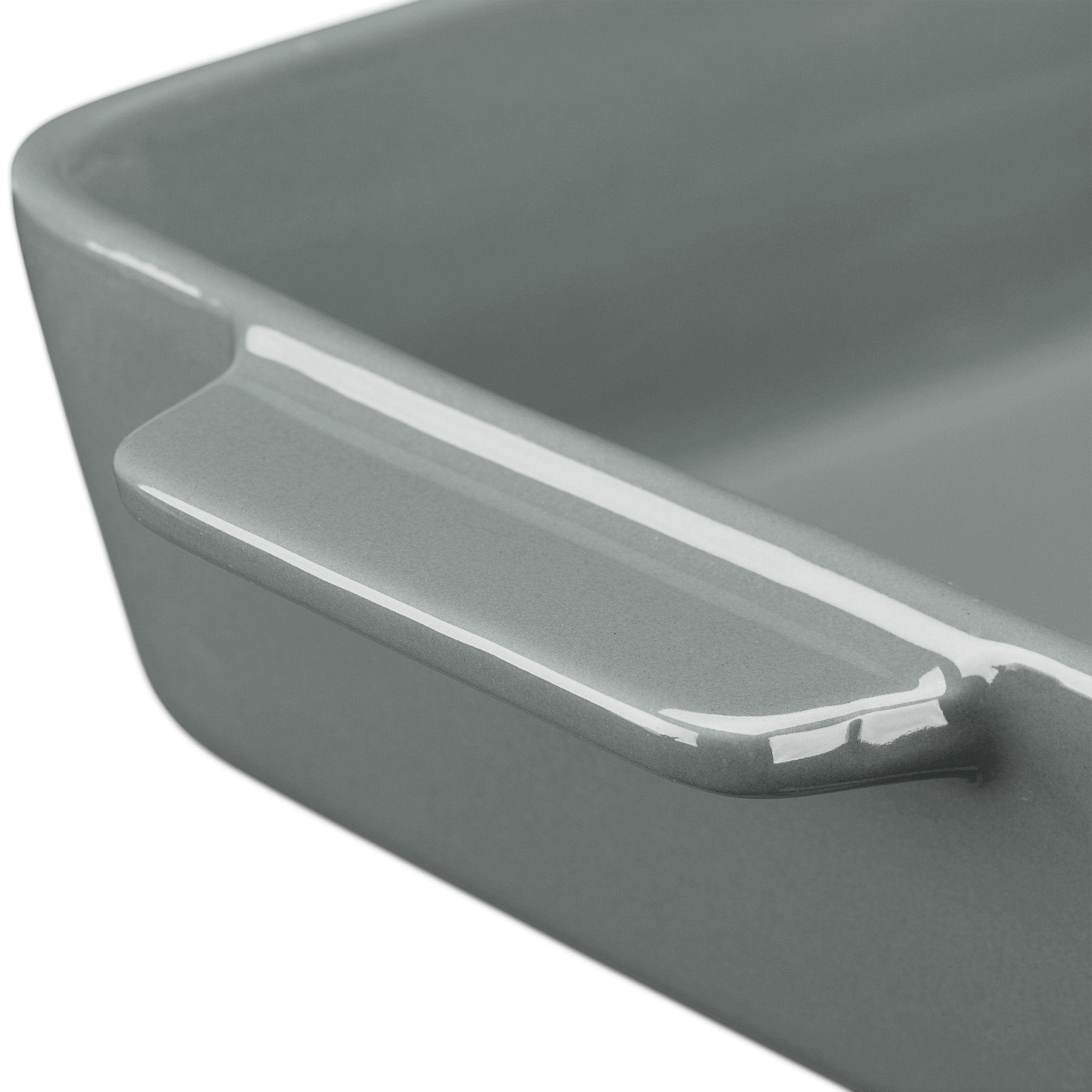 relaxdays Auflaufform 3-tlg. Keramik Auflaufform Set grau, Keramik