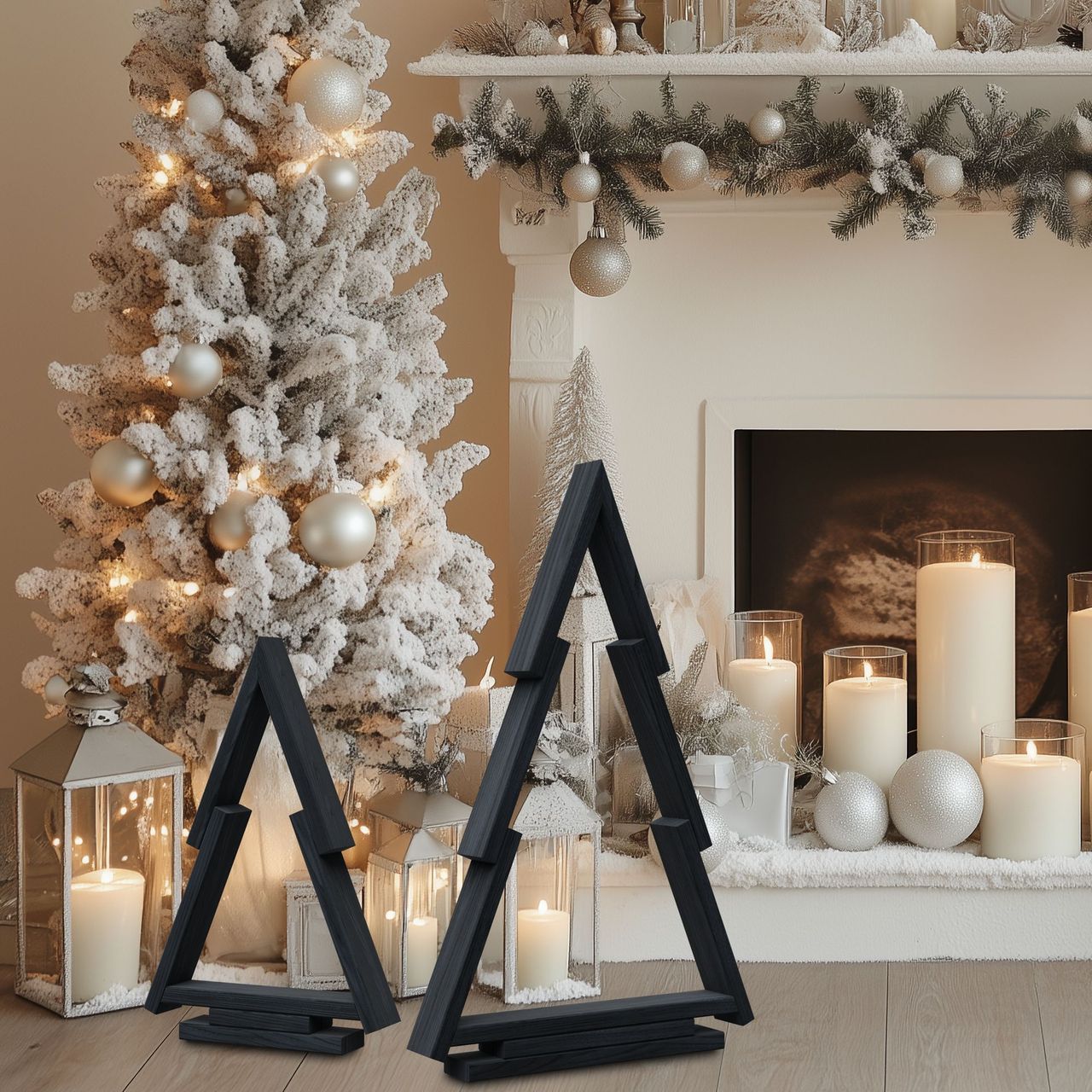Pemicont Floranica Tannenbaum 2er-Set aus Kiefernholz Holztannenbäume - Anthrazit