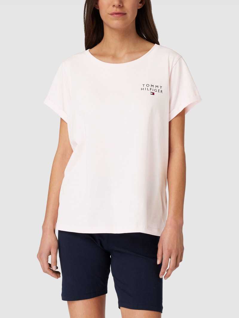 Pyjama-Oberteil mit Label-Print in rosa